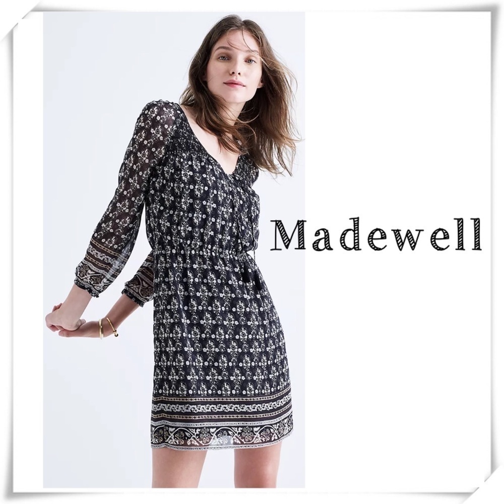 MADEWELL Woodland Artisan Floral Dress In Black Style F6050
